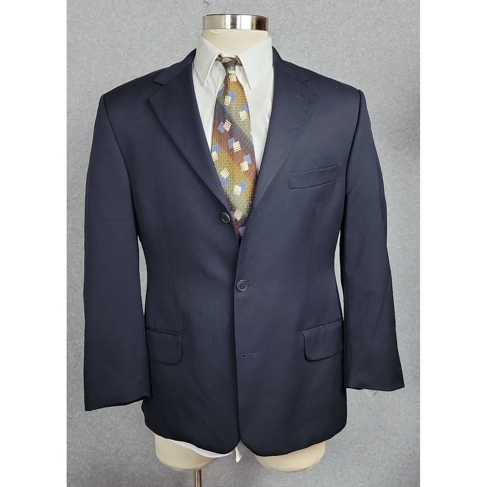 Balmain Mens Navy Blue Super 100s Wool 3-Button Blazer Sport Coat Jacket 40S ?